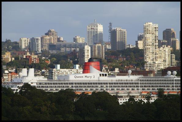Ocean liner in Sydney harbour